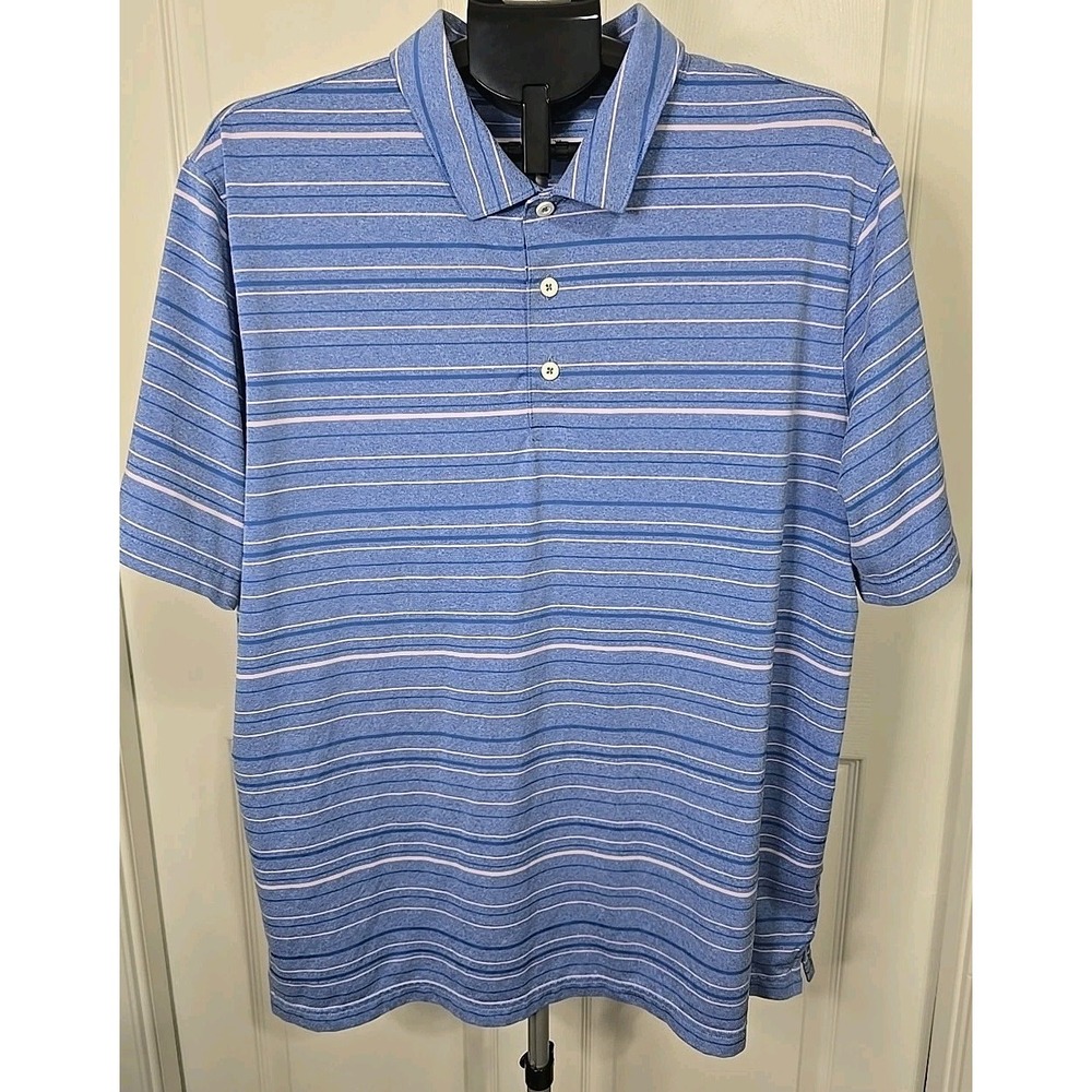 Puma Men's XL Golf Polo‎ Shirt Blue Striped Gaylord Springs Golf Links